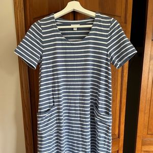 Blue and White Striped J. Jill T-Shirt Dress with Pockets - Size XS